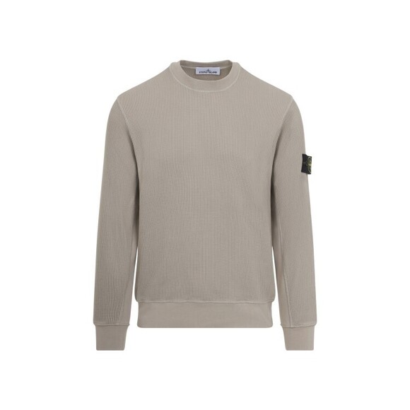 Stone Island Textured Waffle Knit Sweatshirt With Distinctive Sleeve Patch - NWT